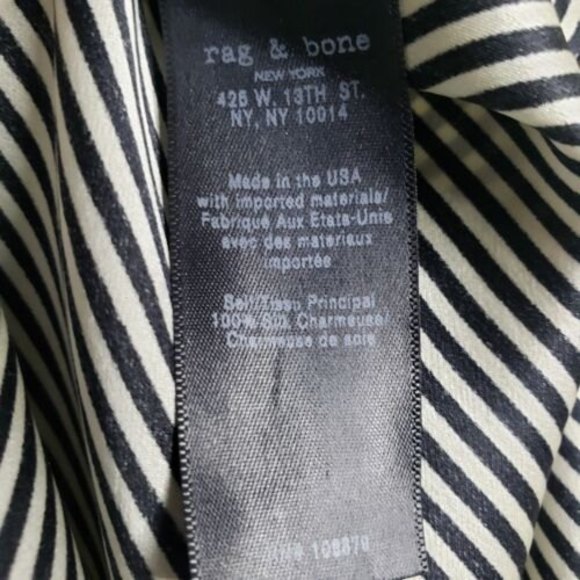 Rag & Bone Womens Greta Black White Striped Silk Off-the-shoulder Blouse Size S - Picture 11 of 12